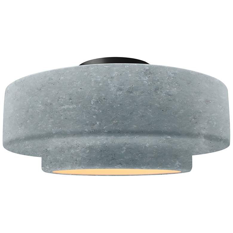 Image 1 Radiance 16.5"W Large Tier Matte Black LED Semi.Flush w/ Concrete Shad