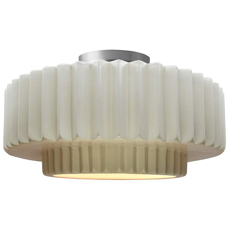 Image 1 Radiance 16.5"W Matte White Frame Nickel Large Tier Pleated LED Semi.F