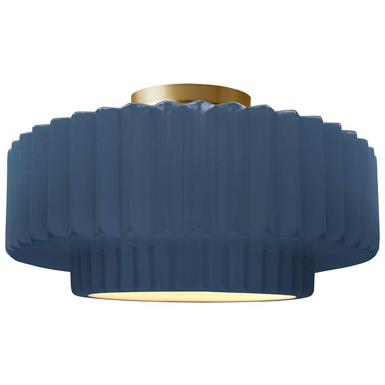 Image 1 Radiance 16.5"W Midnight Frame Brushed Brass Large Tier Pleated Semi.F