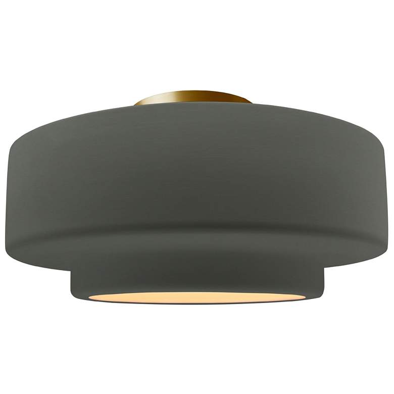 Image 1 Radiance 16.5"W Pewter Green Frame Brushed Brass Large Tier LED Semi.F