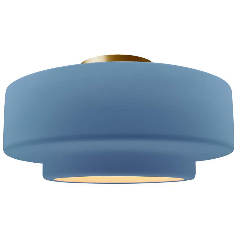 Image 1 Radiance 16.5"W Sky Blue Frame Brushed Brass Metal Large Tier Semi.Flu