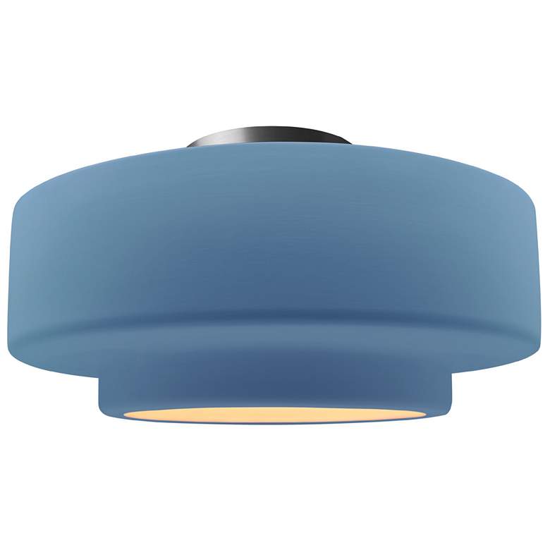 Image 1 Radiance 16.5"W Sky Blue Frame Brushed Nickel Large Tier LED Semi.Flus