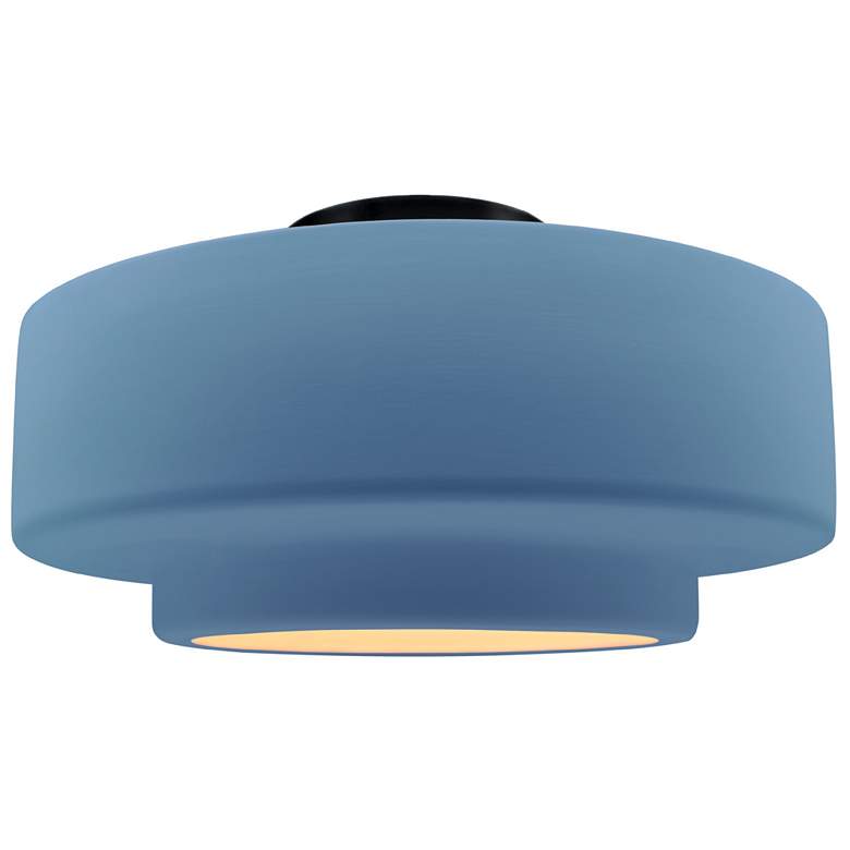 Image 1 Radiance 16.5"W Sky Blue Frame Matte Black Metal Large Tier Semi.Flush