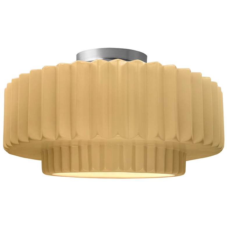 Image 1 Radiance 16.5"W Yellow Frame Brushed Nickel Large Tier Pleated Semi.Fl