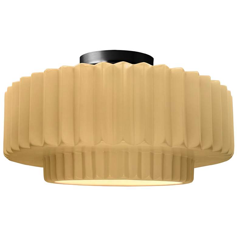 Image 1 Radiance 16.5"W Yellow Frame Matte Black Large Tier Pleated Semi.Flush