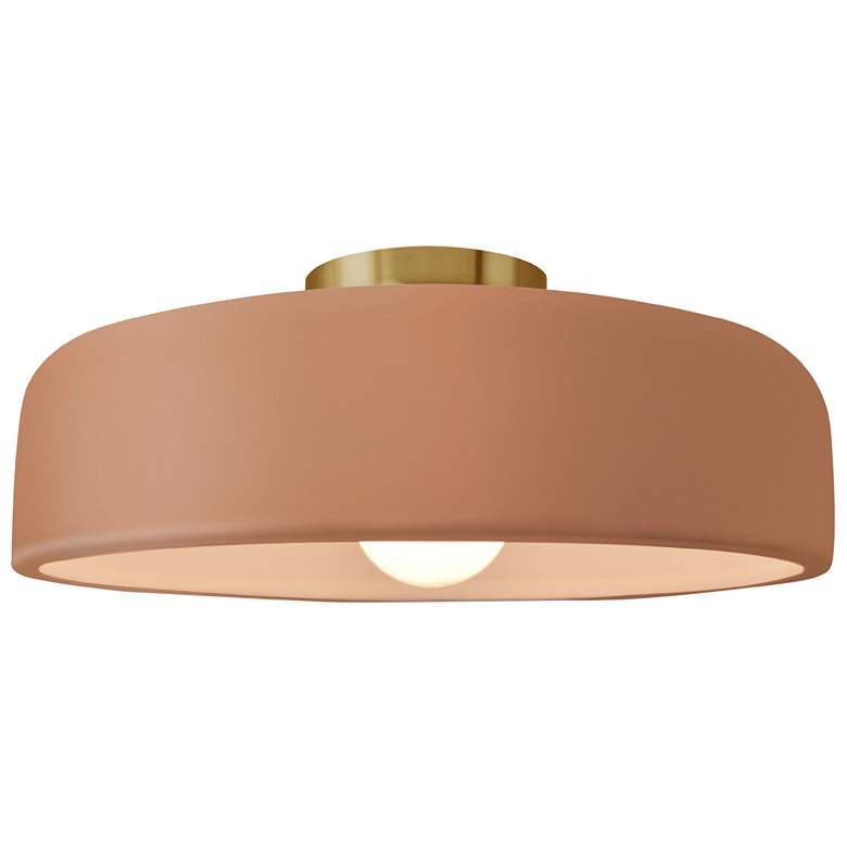 Image 1 Radiance 16"W Adobe Frame Brushed Brass Metal Large Spire LED Semi.Flu