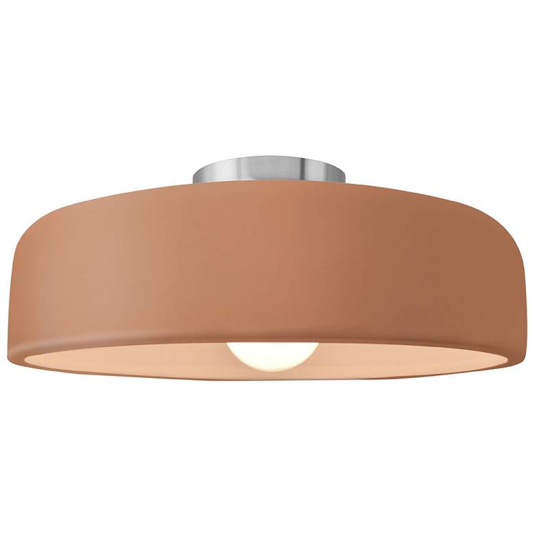 Image 1 Radiance 16"W Adobe Frame Brushed Nickel Metal Large Spire LED Semi.Fl