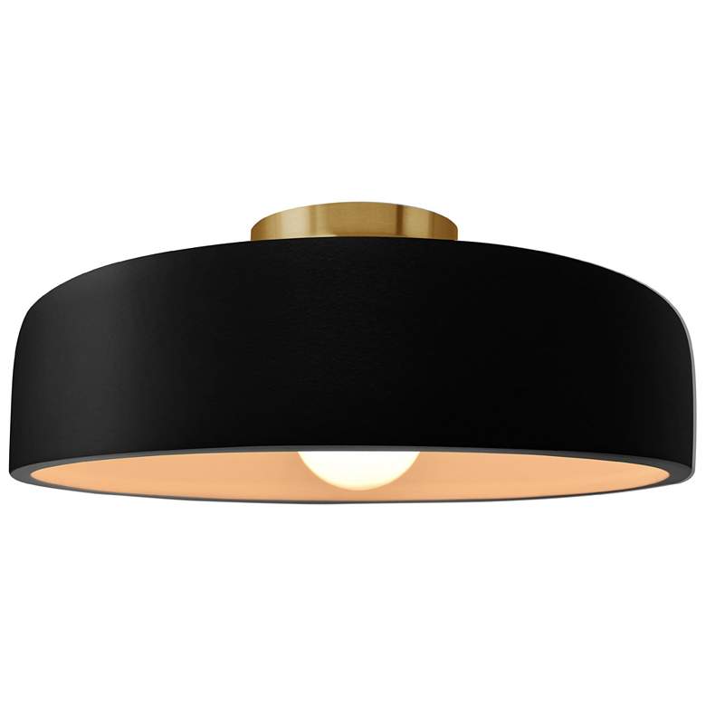 Image 1 Radiance 16"W Carbon Frame Brushed Brass Metal Large Spire Semi.Flush