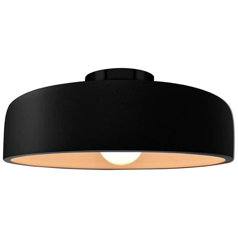 Image 1 Radiance 16"W Carbon Frame Matte Black Metal Large Spire LED Semi.Flus