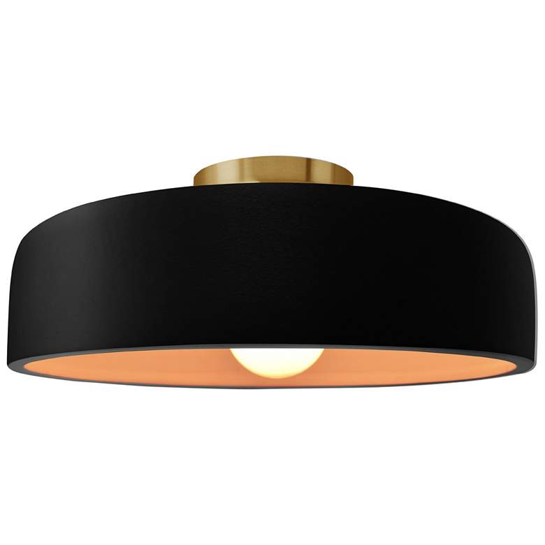 Image 1 Radiance 16"W Carbon/Gold Frame Brushed Brass Large Spire LED Semi.Flu