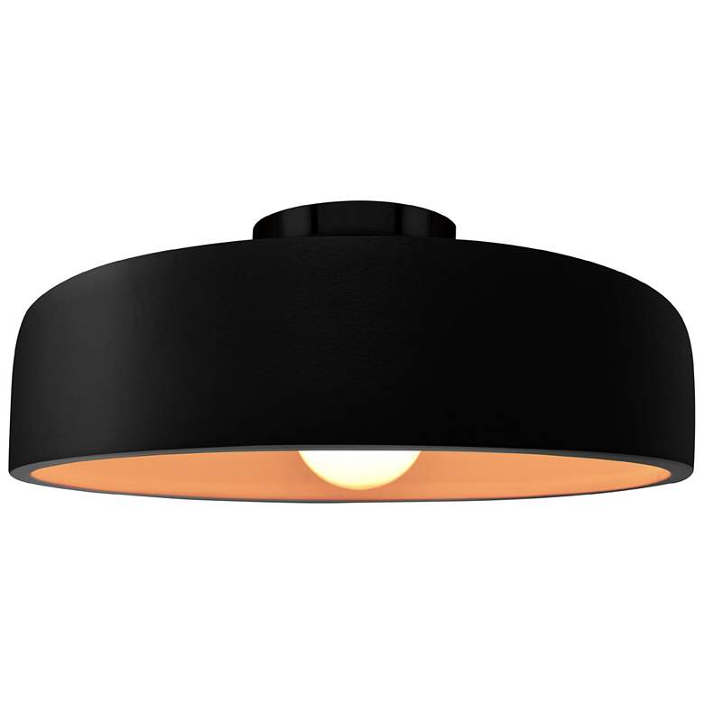 Image 1 Radiance 16"W Carbon/Gold Frame Matte Black Large Spire LED Semi.Flush