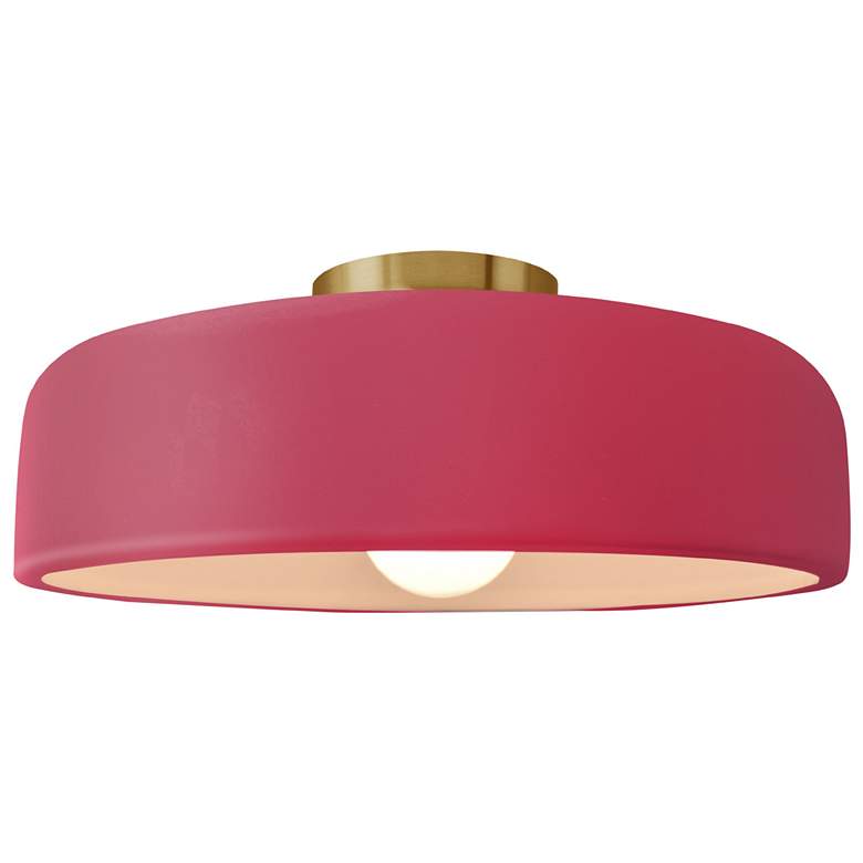 Image 1 Radiance 16"W Cerise Frame Brushed Brass Metal Large Spire LED Semi.Fl