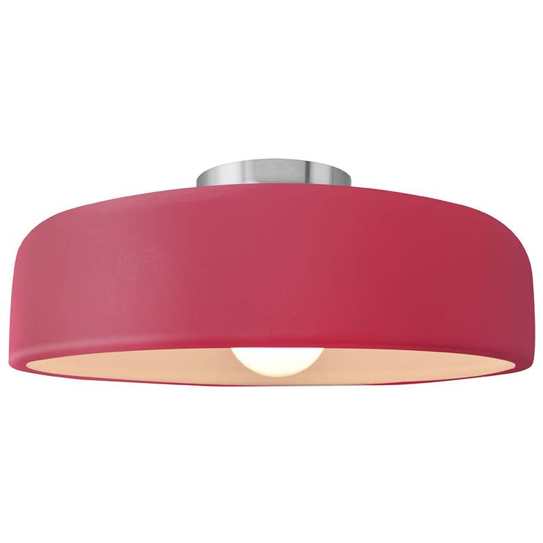 Image 1 Radiance 16"W Cerise Frame Brushed Nickel Metal Large Spire Semi.Flush