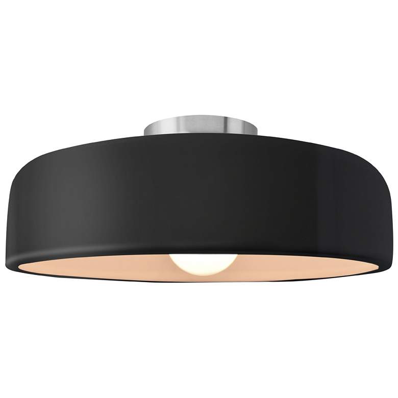 Image 1 Radiance 16"W Gloss Black Frame Brushed Nickel Large Spire LED Semi.Fl