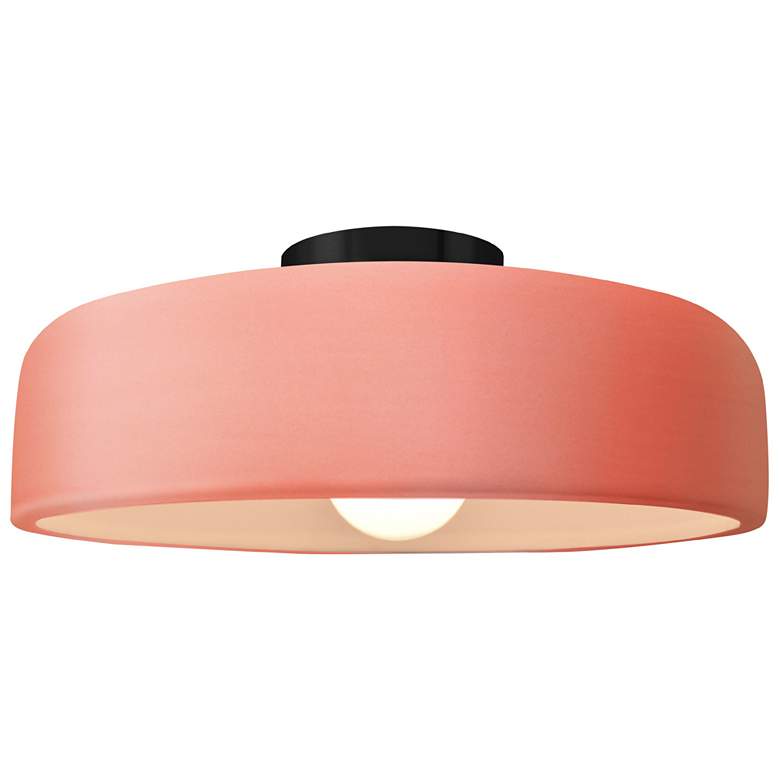 Image 1 Radiance 16"W Gloss Blush Frame Matte Black Large Spire LED Semi.Flush
