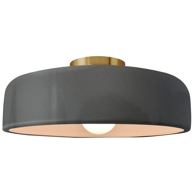 Image 1 Radiance 16"W Gloss Grey Frame Brushed Brass Metal Large Spire Semi.Fl