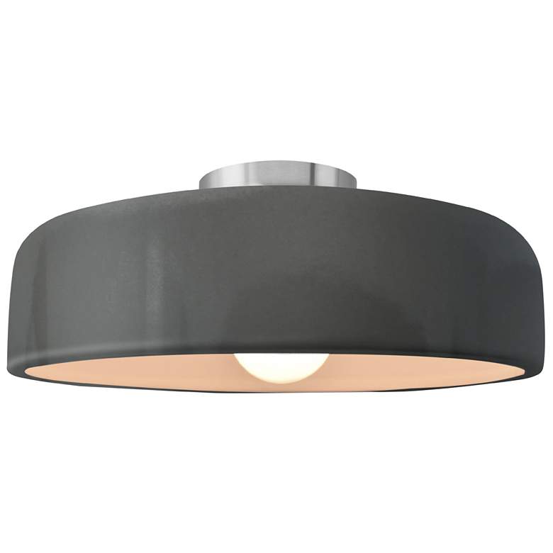 Image 1 Radiance 16"W Gloss Grey Frame Brushed Nickel Large Spire LED Semi.Flu