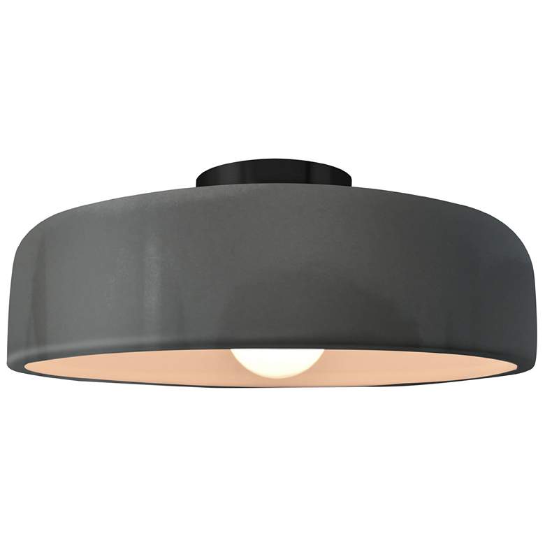 Image 1 Radiance 16"W Gloss Grey Frame Matte Black Metal Large Spire Semi.Flus