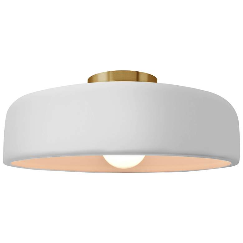 Image 1 Radiance 16"W Gloss White Frame Brushed Brass Large Spire LED Semi.Flu