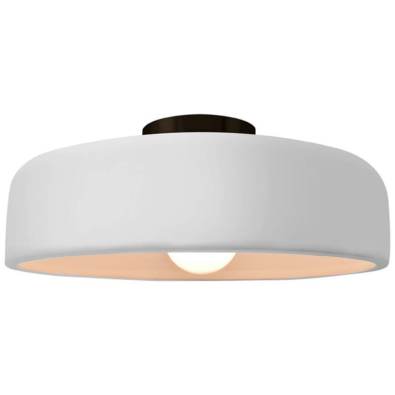 Image 1 Radiance 16"W Gloss White Frame Matte Black Large Spire LED Semi.Flush