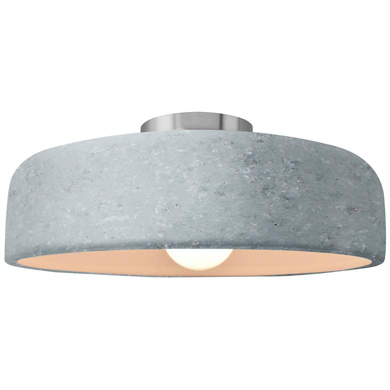 Image 1 Radiance 16"W Large Spire Brushed Nickel LED Semi.Flush w/ Concrete Sh