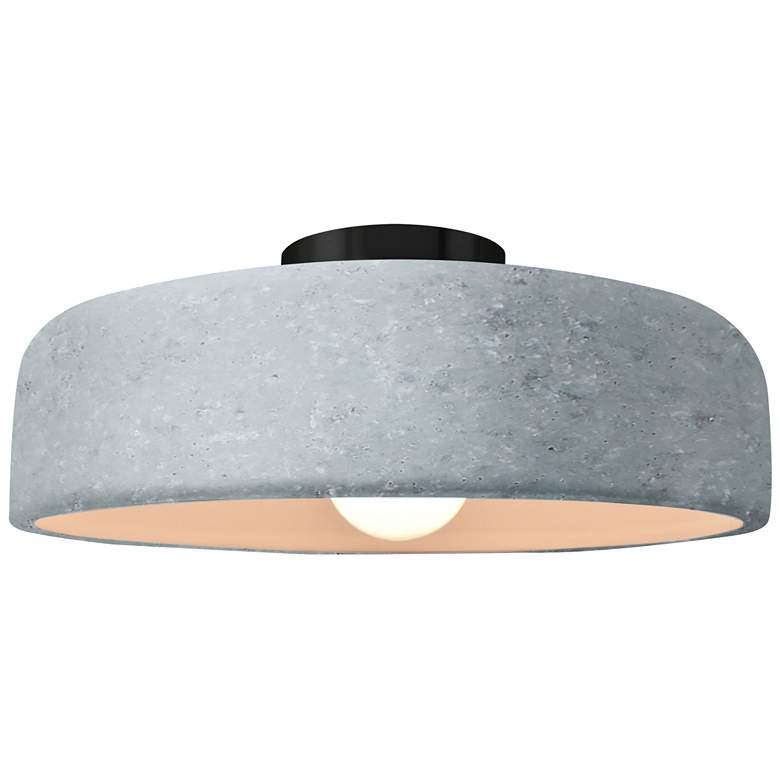 Image 1 Radiance 16"W Large Spire Matte Black Metal Semi.Flush With Concrete S