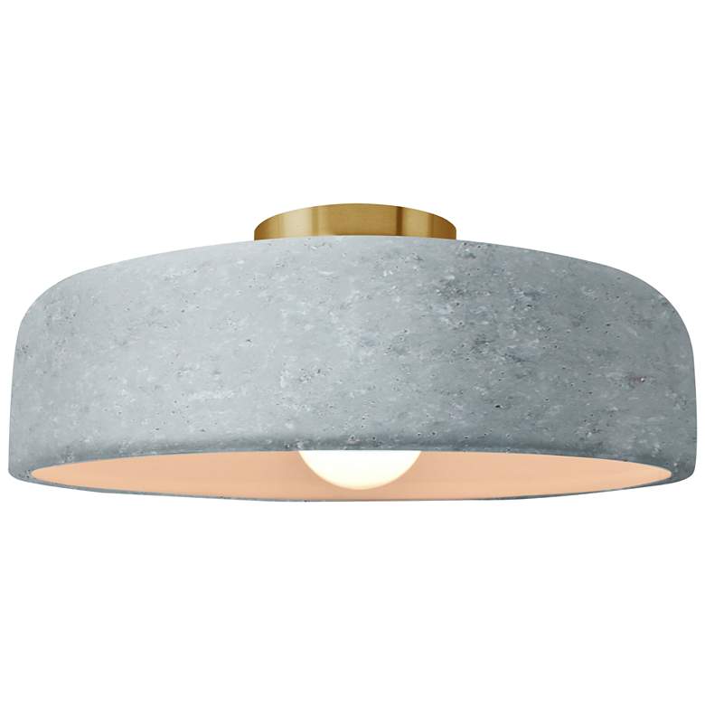 Image 1 Radiance 16"W Large Spire Polished Brass LED Semi.Flush w/ Concrete Sh