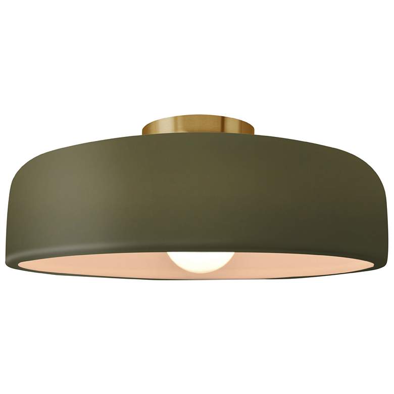 Image 1 Radiance 16"W Matte Green Frame Brushed Brass Metal Large Spire Semi.F