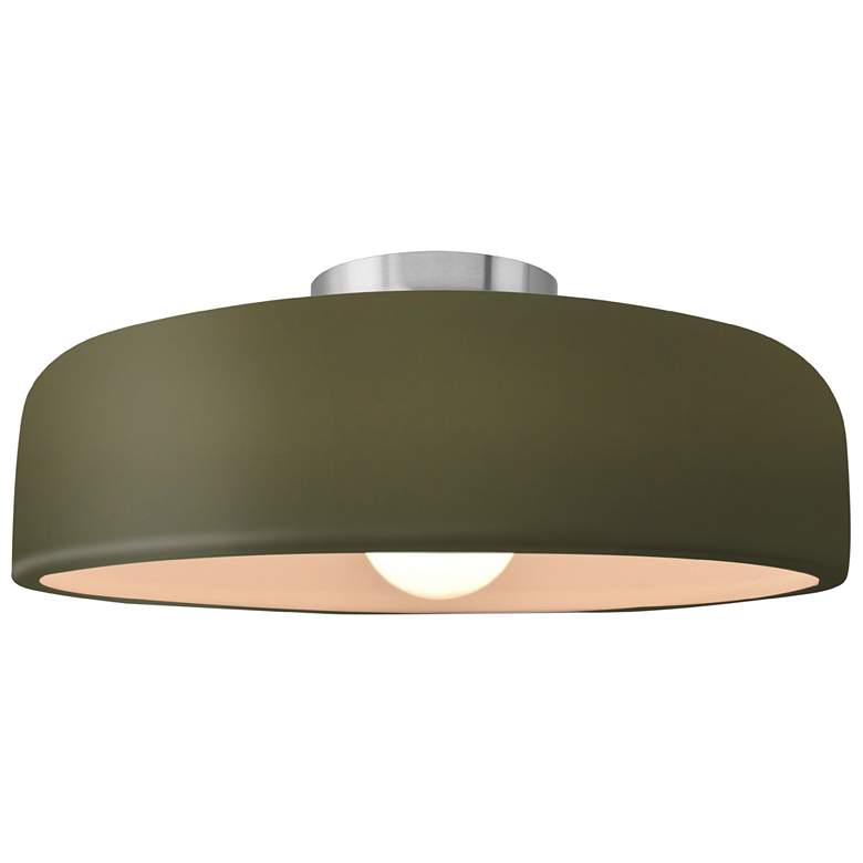Image 1 Radiance 16"W Matte Green Frame Brushed Nickel Metal Large Spire Semi.
