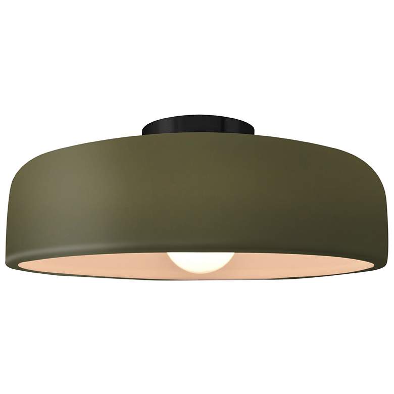 Image 1 Radiance 16"W Matte Green Frame Matte Black Large Spire LED Semi.Flush