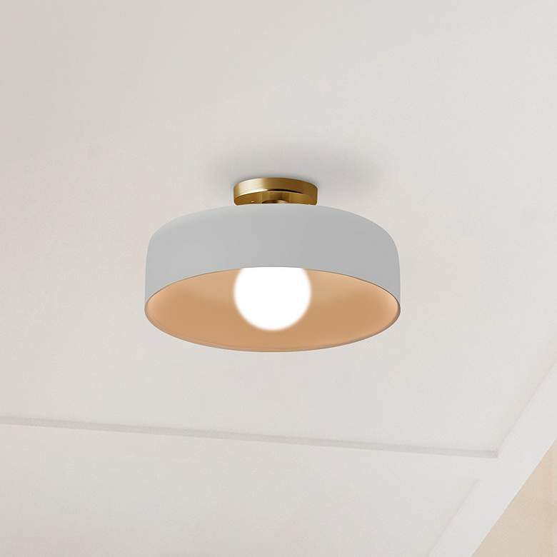 Image 1 Radiance 16"W Matte White Frame Brushed Brass Large Spire LED Semi.Flu