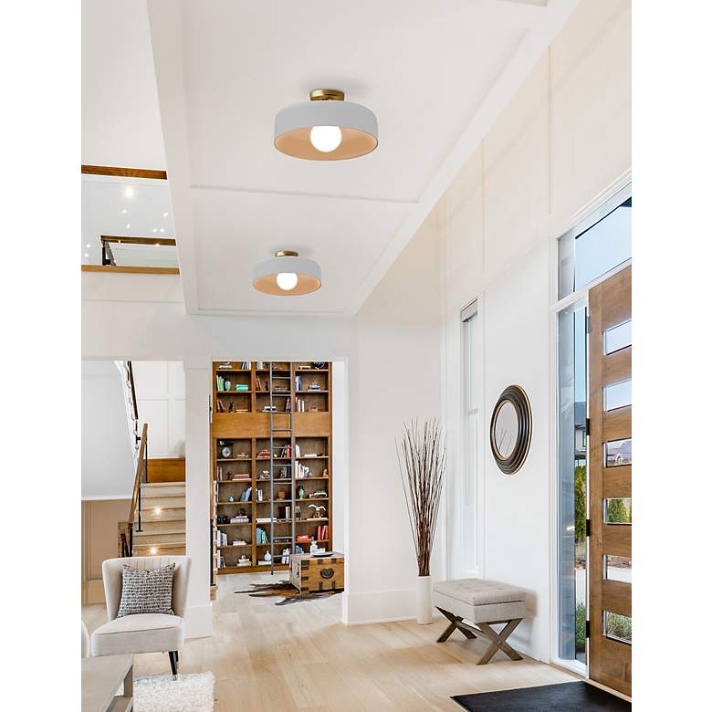 Image 3 Radiance 16"W Matte White Frame Brushed Brass Large Spire LED Semi.Flu more views