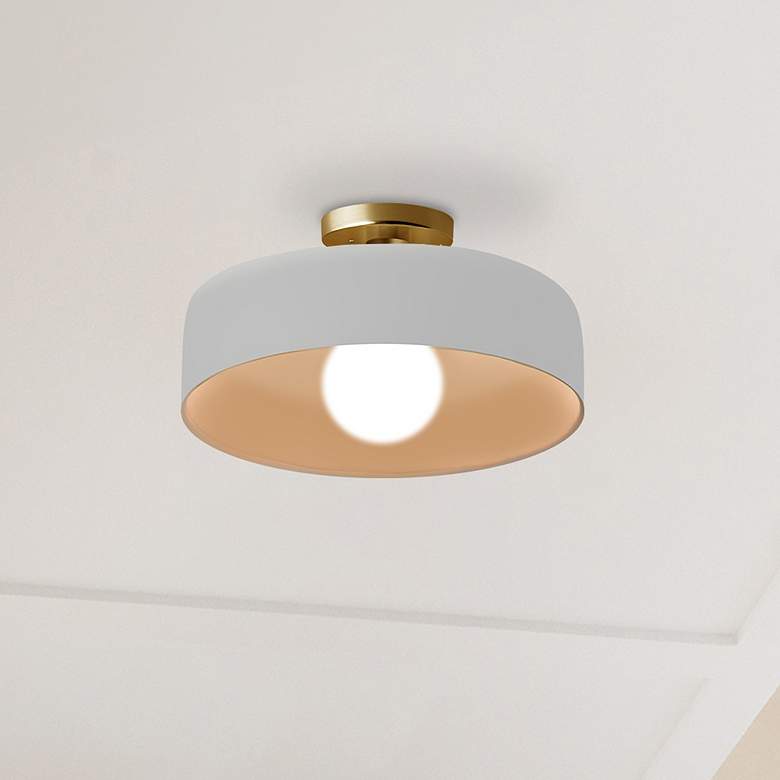 Image 1 Radiance 16"W Matte White Frame Brushed Brass Metal Large Spire Semi.F