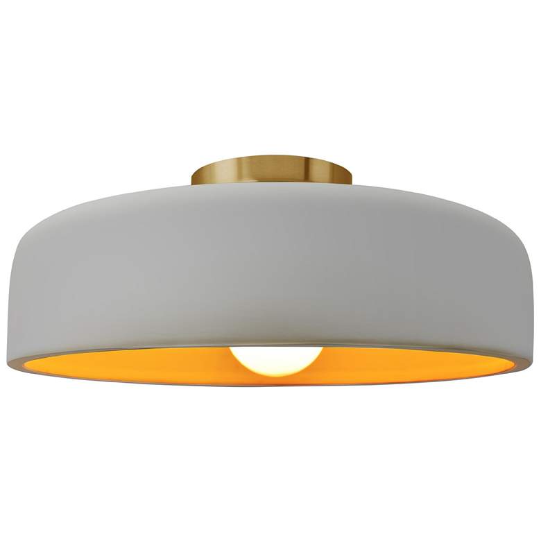Image 1 Radiance 16"W Matte White/Gold Frame Brushed Brass Large Spire Semi.Fl