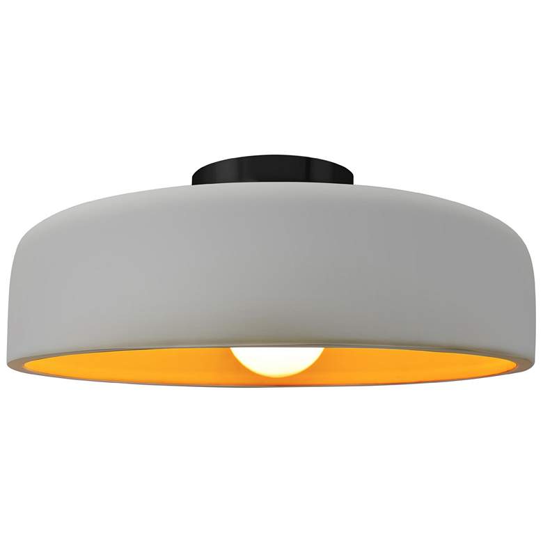 Image 1 Radiance 16"W Matte White/Gold Frame Matte Black Large Spire Semi.Flus