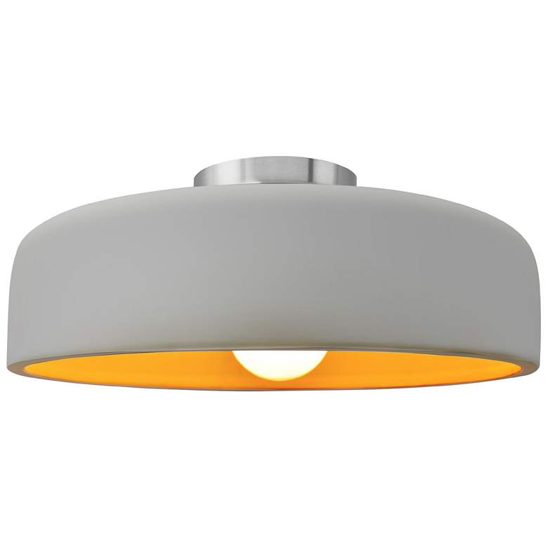 Image 1 Radiance 16"W Matte White/Gold Frame Nickel Large Spire LED Semi.Flush