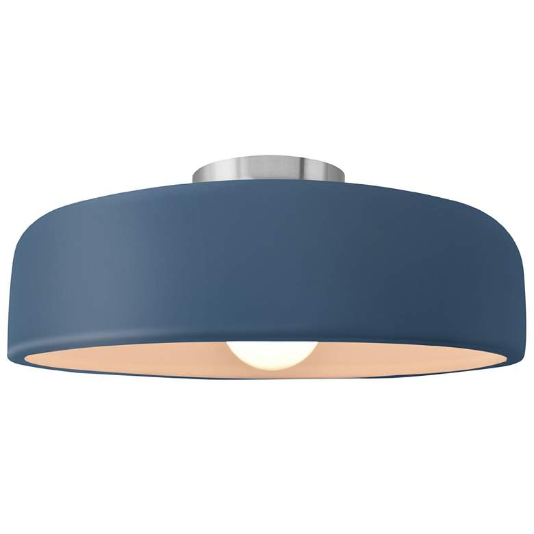 Image 1 Radiance 16"W Midnight/White Frame Nickel Large Spire LED Semi.Flush