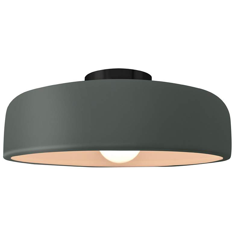 Image 1 Radiance 16"W Pewter Green Frame Matte Black Large Spire LED Semi.Flus