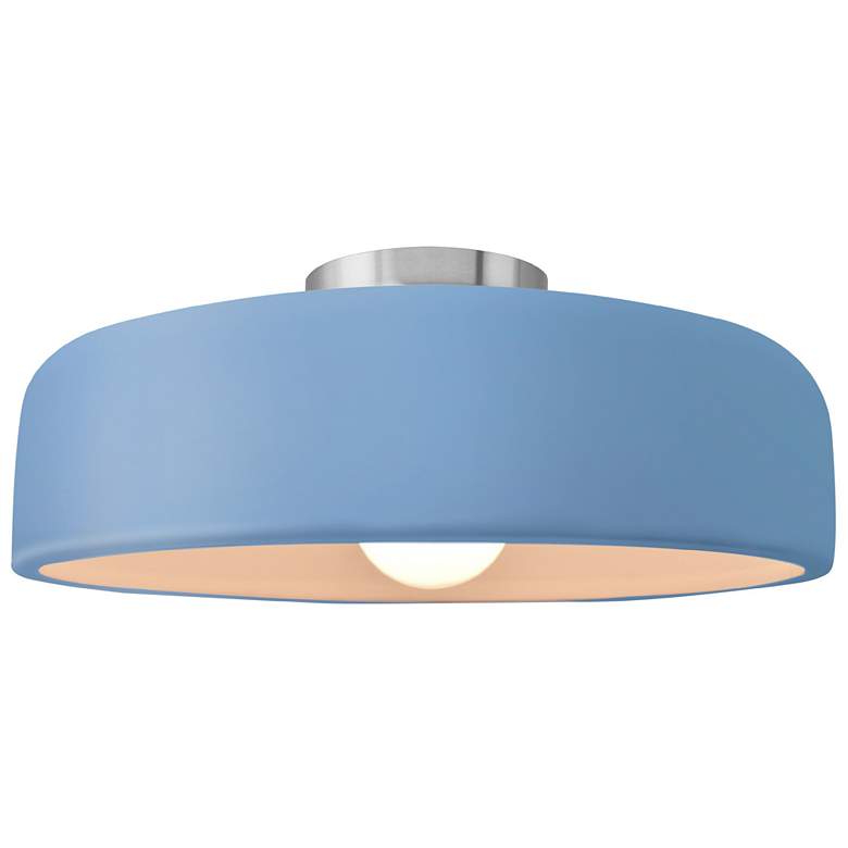 Image 1 Radiance 16"W Sky Blue Frame Brushed Nickel Metal Large Spire Semi.Flu