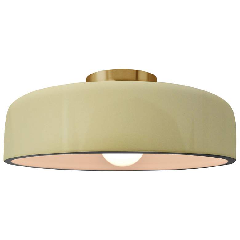 Image 1 Radiance 16"W Vanilla Gloss Frame Brushed Brass Large Spire Semi.Flush