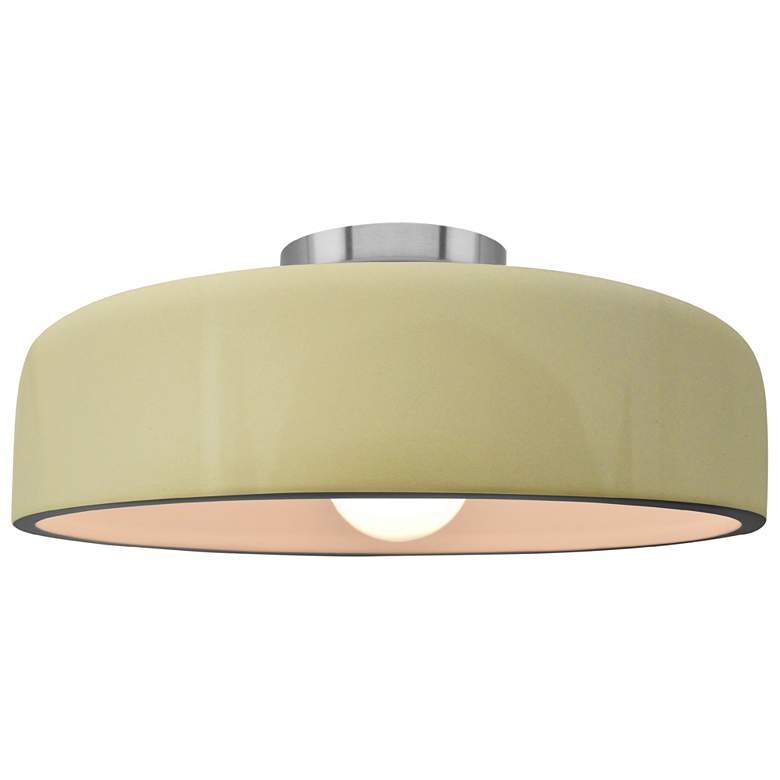 Image 1 Radiance 16"W Vanilla Gloss Frame Brushed Nickel Large Spire Semi.Flus