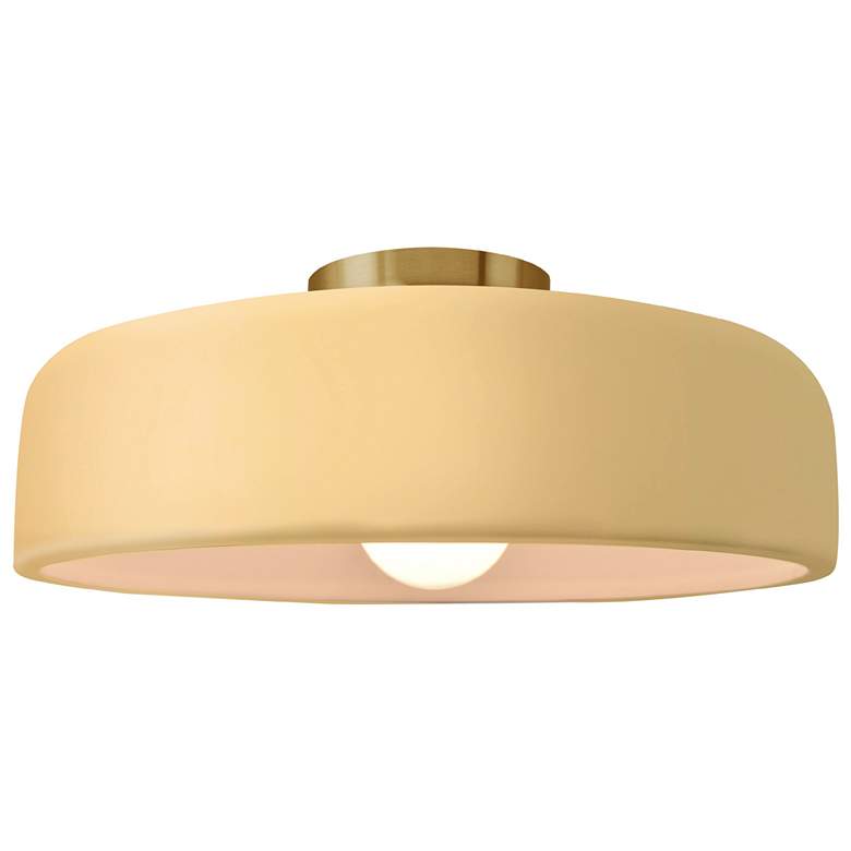 Image 1 Radiance 16"W Yellow Frame Brushed Brass Metal Large Spire LED Semi.Fl