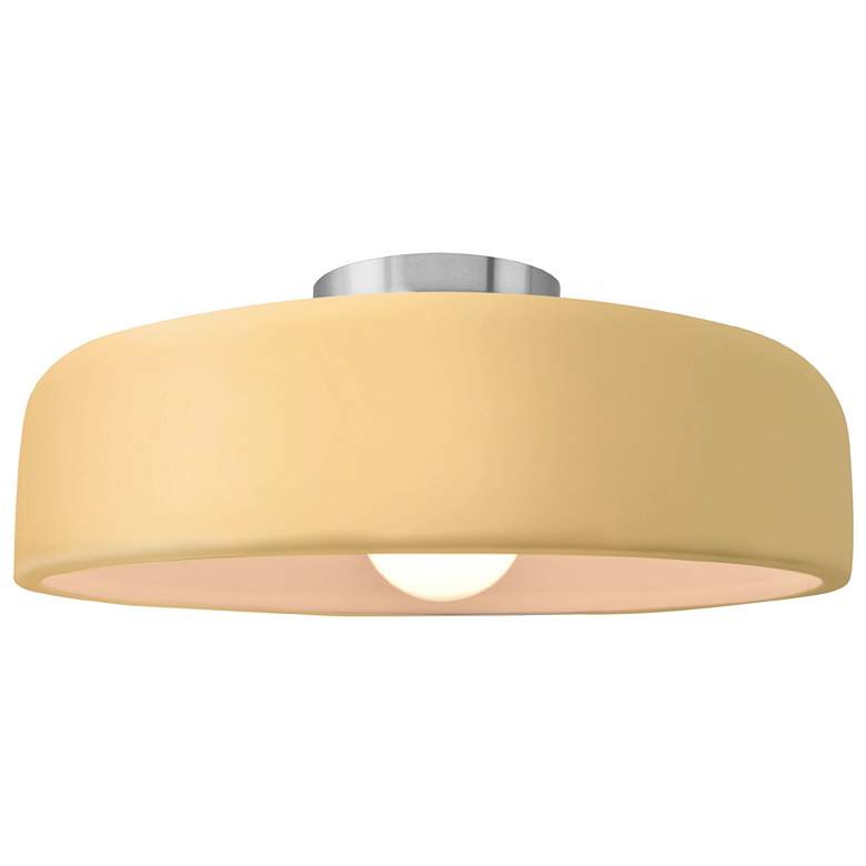 Image 1 Radiance 16"W Yellow Frame Brushed Nickel Metal Large Spire Semi.Flush