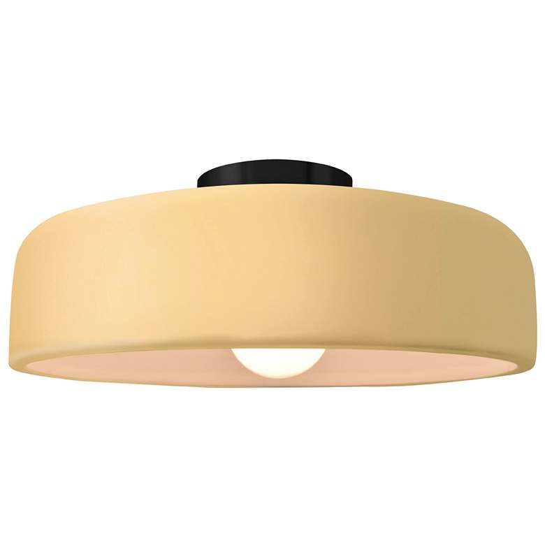 Image 1 Radiance 16"W Yellow Frame Matte Black Metal Large Spire LED Semi.Flus