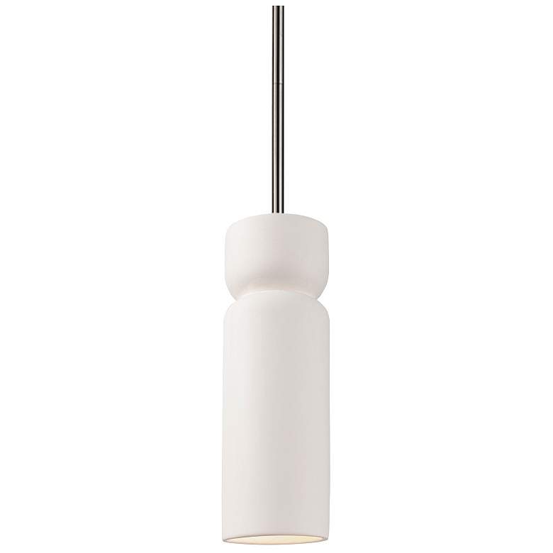 Image 1 Radiance 3.5 inch Wide Brushed Nickel Bisque Tall Hourglass Stemmed Pendan