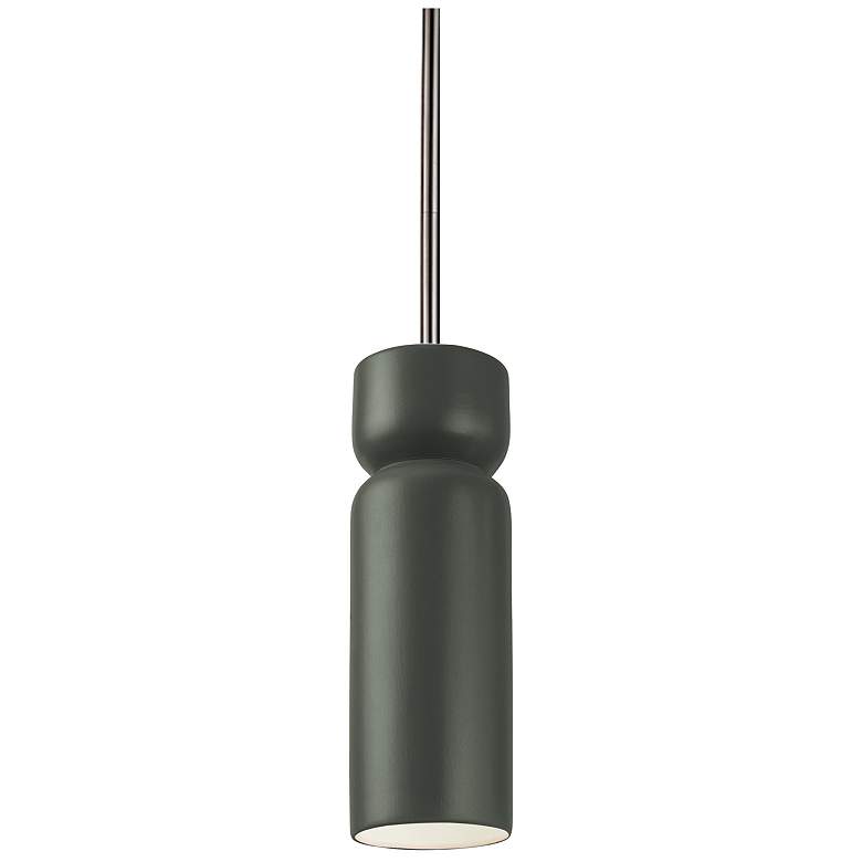 Image 1 Radiance 3.5 inch Wide Brushed Nickel Green  Tall Hourglass Stemmed LED Pe