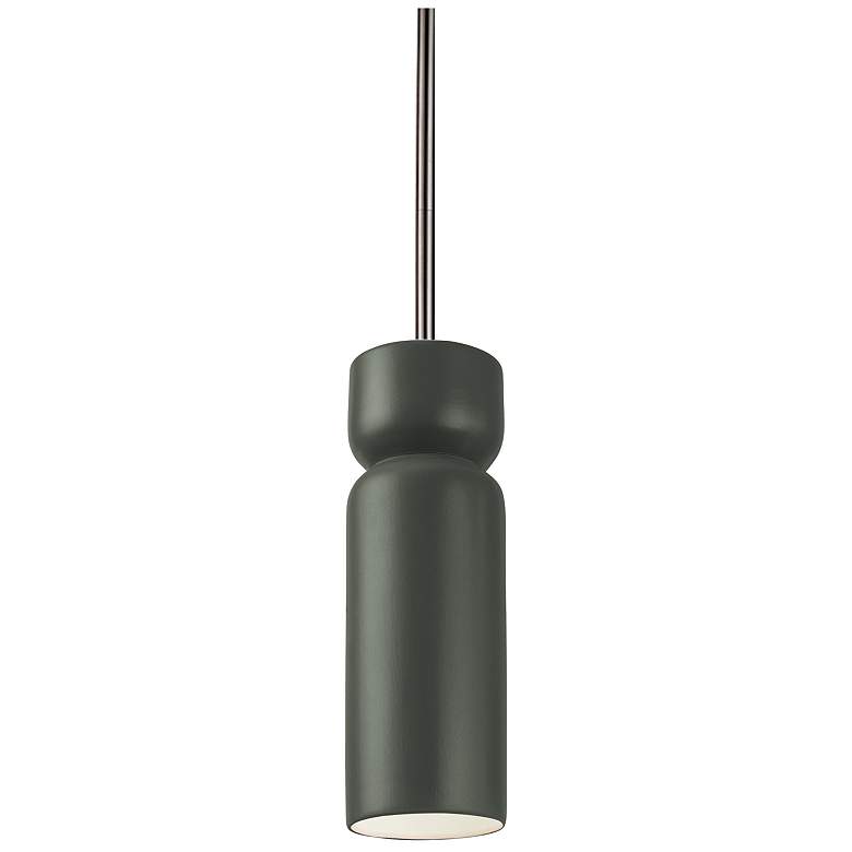 Image 1 Radiance 3.5" Wide Brushed Nickel Green Tall Hourglass Stemmed Pendan