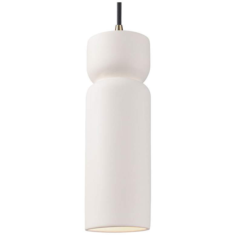 Image 1 Radiance 3.5"W Bisque And Brass Black Cord Tall Hourglass Pendant
