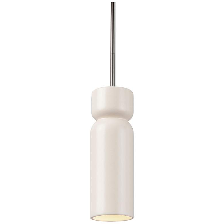 Image 1 Radiance 3.5"W Brushed Nickel Matte White Tall Hourglass Stem LED Pend