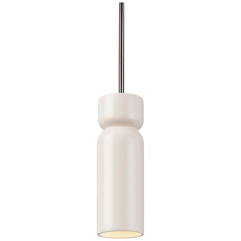 Image 1 Radiance 3.5"W Brushed Nickel Matte White Tall Hourglass Stemmed Penda